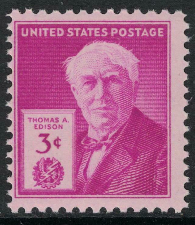 Scott 945- Thomas A. Edision, Inventor- 3c MNH 1947- unused mint stamp