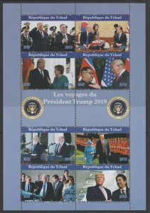 CHAD - 2019 - Presidential Visits-Perf 8v Sheet-Mint Never Hinged -Private Issue