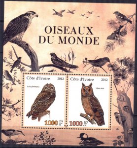 Ivory Coast 2012 Birds Owls Sheet MNH