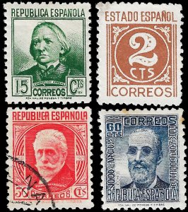 Spain 1936-38 Sc 574, 575, 581, 534 MH (573 U) Spanish Civil War issues