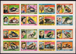 Equatorial Guinea 1976 Mi#895/910 MOTORCYCLES 2 Sheetlets IMPERFORATED MNH