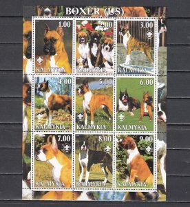 Kalmykia, 2000. Russian Local. U.S. Boxer, Dogs sheet of 9. ^