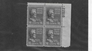 US SCOTT# 821 PLATE BLOCK OF 4 MNH SCV $7.00
