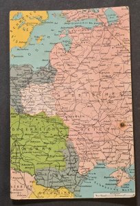 WWI 1914 German map of Europe Feldpost Military postcard Prussia Austria Russia