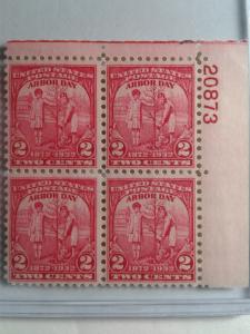SCOTT # 717 ARBOR DAY PLATE BLOCK MINT NEVER HINGED GREAT LOOKING GEM  !!