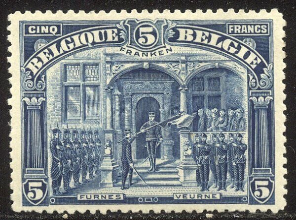 BELGIUM #121 Mint - 1915 5fr Deep Blue 