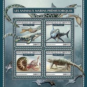 2017 Djibouti - Prehistoric Water Animals. Michel: 1972-1975. Scott: 1321