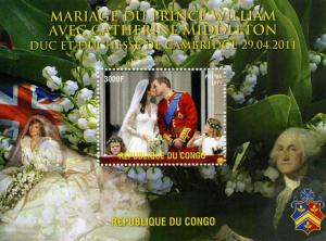 Congo 2011 Wedding Prince William & Kate s/s Perf.mnh.vf