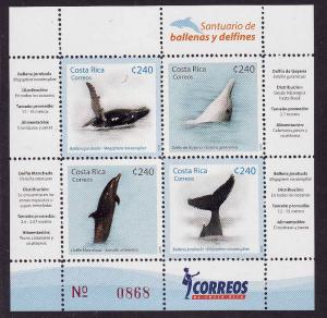 Costa Rica-Sc#619-unused NH sheet-Marine Mammals-2008-