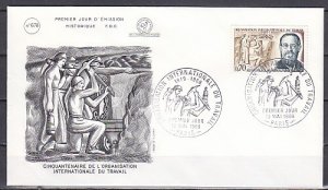 France, Scott cat. 1247. I.L.O. Anniversary issue. First day cover. ^