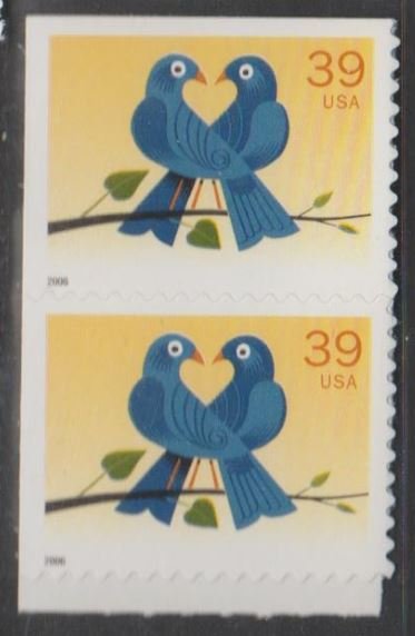 U.S. Scott #4029 Love Bird Booklet Stamp - Mint NH Coil Pair