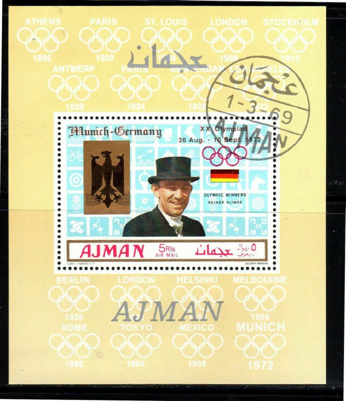 AJMAN  1969  REINER KLIMKE  MINT  VF NH  O.G  S/S  CTO  (aj28)