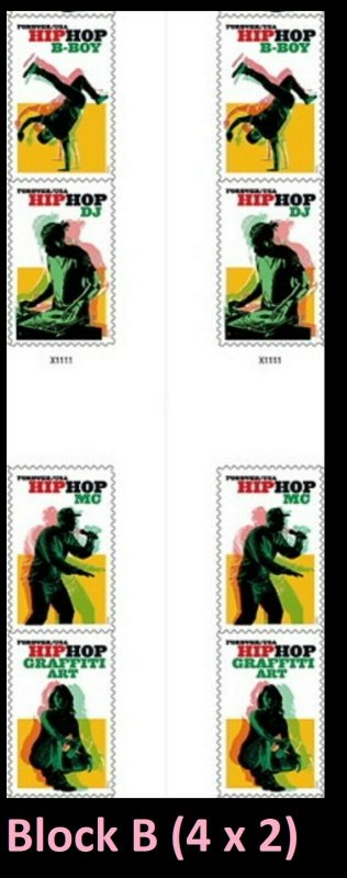 US 5480-5483 5483a Hip Hop forever cross gutter block (8 stamps) MNH 2020 7/15