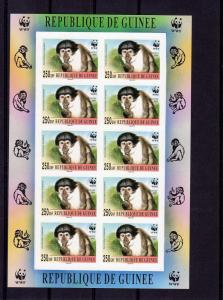 Guinea 2000 WWF Mangabey & Baboon 4 Sheetlets Imperforated  MNH #275