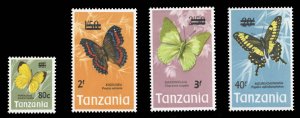 Tanzania #50-53 Cat$48, 1975 Surcharges, complete set, never hinged