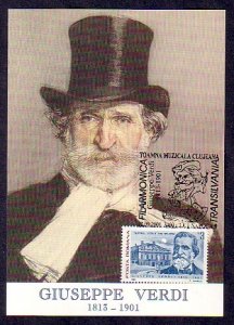 Romania, 2001 issue. 12/SEP/01 issue. Giuseppe Verdi Maximum Card  #2. ^