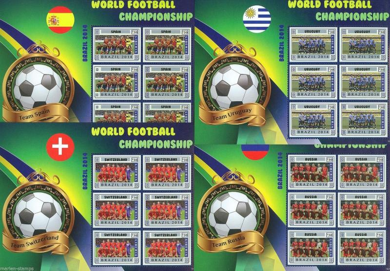 TOGO 2014 LIBERIA WORLD CUP SOCCER CHAMPIONSHIP BRAZIL 2014 SHEET SET MINT NH