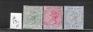 BRITISH VIRGIN IS. SCOTT #13-15 1883-84 VICTORIA WMK 2- MINT HINGED