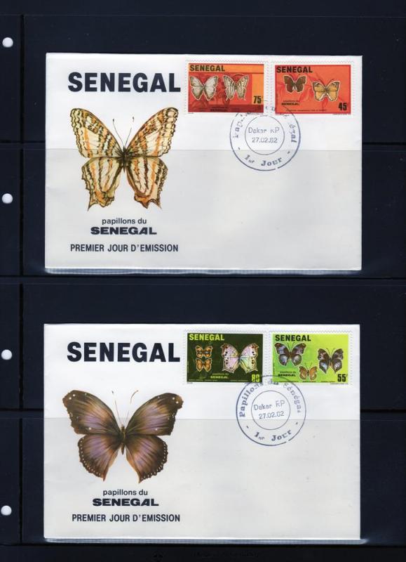 Senegal 1982 FDC Butterflies Set (4) Sc # 555-558 