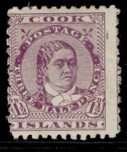 COOK ISLANDS QV SG14, 1½d deep lilac, UNUSED. Cat £18.