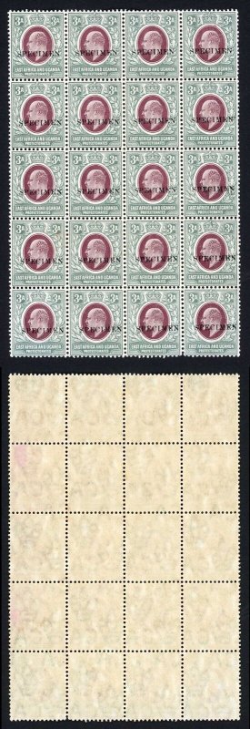 KUT SG22s KEVII 3a Wmk Mult Crown opt Specimen (locally) U/M BLOCK of TWENTY