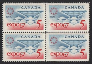 HISTORY = EXPO '67 = Canada 1967 #469 MNH BLOCK of 4