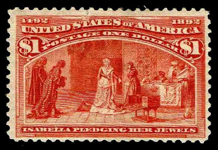 US.#241  $1.  COLUMBIAN  ISSUE OF 1893 - OG-H - VF - $1100.00  (ESP#0202)