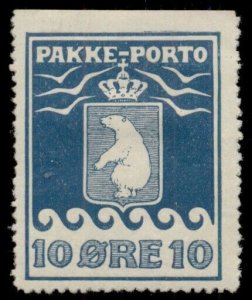 GREENLAND #Q4a (P3B) 10ore Pakke Porto, 1905, LH, nibbed perfs, Scott $750.00
