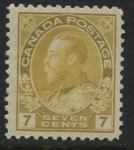 Canada KGV 1912 7 cents yellow ocher Admiral unmounted mint NH 