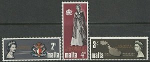 EDSROOM-7087 Malta 378-80 MNH 1967 Complete Queen Elizabeth Visit