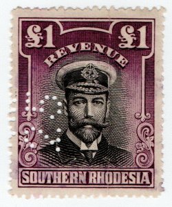 (I.B) Southern Rhodesia Revenue : Duty Stamp £1