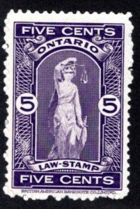 van Dam OL66, 5c violet, MNG, 1929-40 Ontario Law Stamp, Canada Revenue