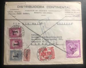 1952 Bogota Colombia continetal typewriters Airmail Cover To Chemnitz Germany