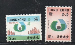 Hong Kong Sc 255-56 1970 Osaka Expo 70 stamp set mint NH