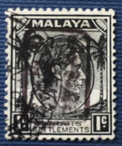 MALAYA Japanese Occupation opt in Black SS KGVI 1c USED SG#J146a M4456