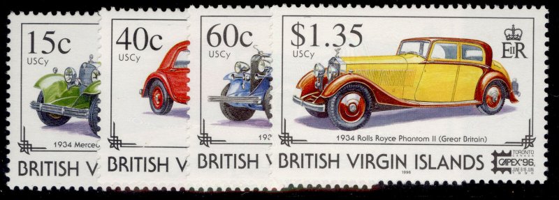 BRITISH VIRGIN ISLANDS QEII SG929-932, 1996 CAPEX motor cars set, NH MINT.