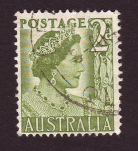 Australia 1951 Sc#231, SG#237 2d Green Queen, Queens, Royalty USED