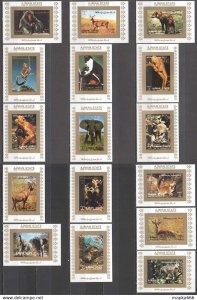 Imperf 1972 Ajman Animals Fauna Michel #1002-17 32 Euro 16Bl ** Ar225