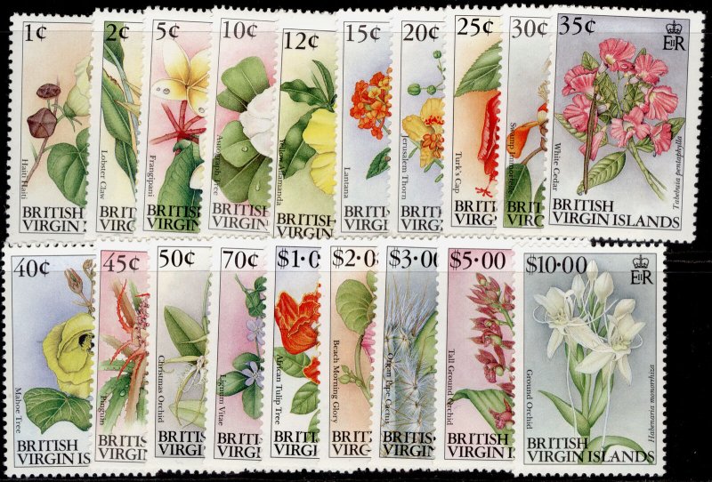 BRITISH VIRGIN ISLANDS QEII SG765-783, 1991 flowers set, NH MINT. Cat £48.
