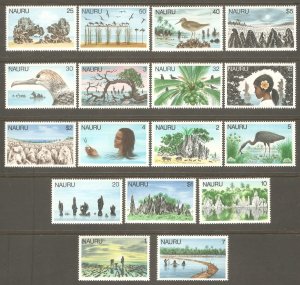 NAURU Sc# 165 - 181 MNH FVF Set17 Nature Coconut Palm Birds Coral Girl & Fish