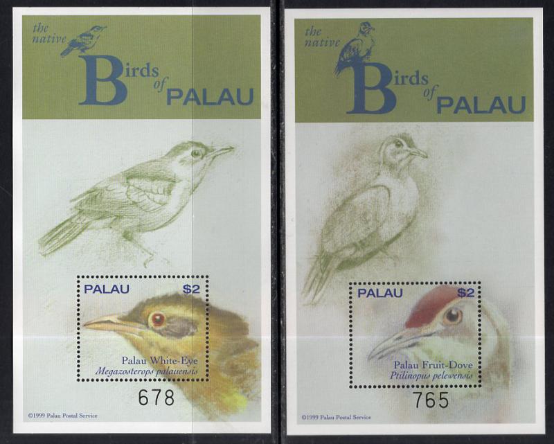 Palau 555-556 Birds Souvenir Sheets MNH VF