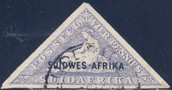 South West Africa (Namibia)1920 Sc B2 Triangle Semi-postal Imperf Stamp Used