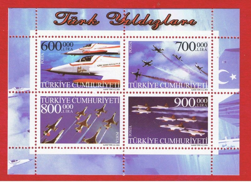 Turkey #2910 MVFLH OG  sheet of 4  Airplanes  Free S/H