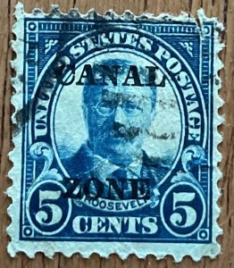 Canal Zone #74 Used Single PM Fault Overprint Theodore Roosevelt L48