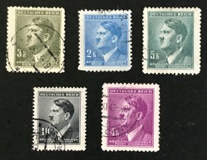 Bohemia & Moravia - Lot of 5 World War II era used stamps