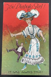 Mint USA Picture Postcard Womens Suffrage Voting The Diabolo Girl