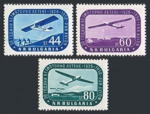 Bulgaria C72-C74,hinged.Mi 1002-1004. Air Post 1956. Gilder flights in Bulgaria.