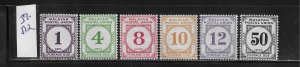 MALAYA SCOTT #J7-J12 1936-38 DUES- PERF 14 1/2X14 -MINT HINGED