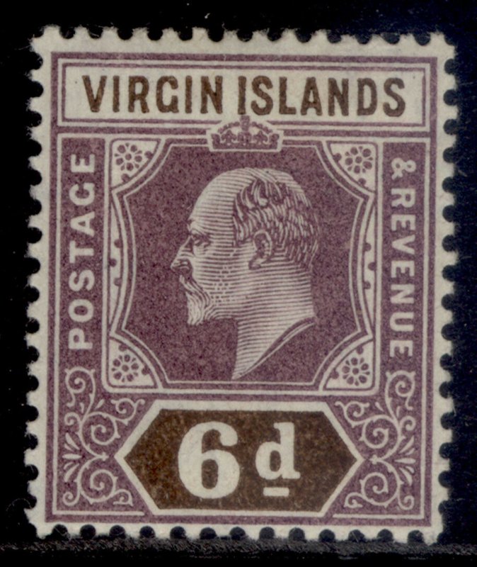 BRITISH VIRGIN ISLANDS EDVII SG59, 6d dull purple & brown, M MINT.