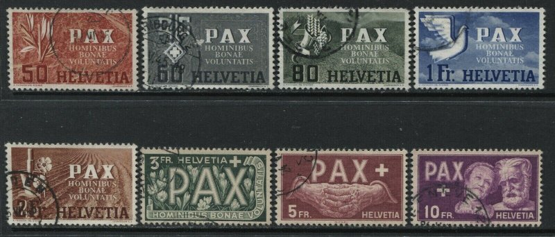 Switzerland scarce PAX complete set to 10 francs used